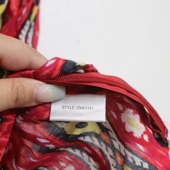 Tory Burch Red Multicolor Ikat Print Sleeveless Blouse Sz 2 - Picture 5 of 10